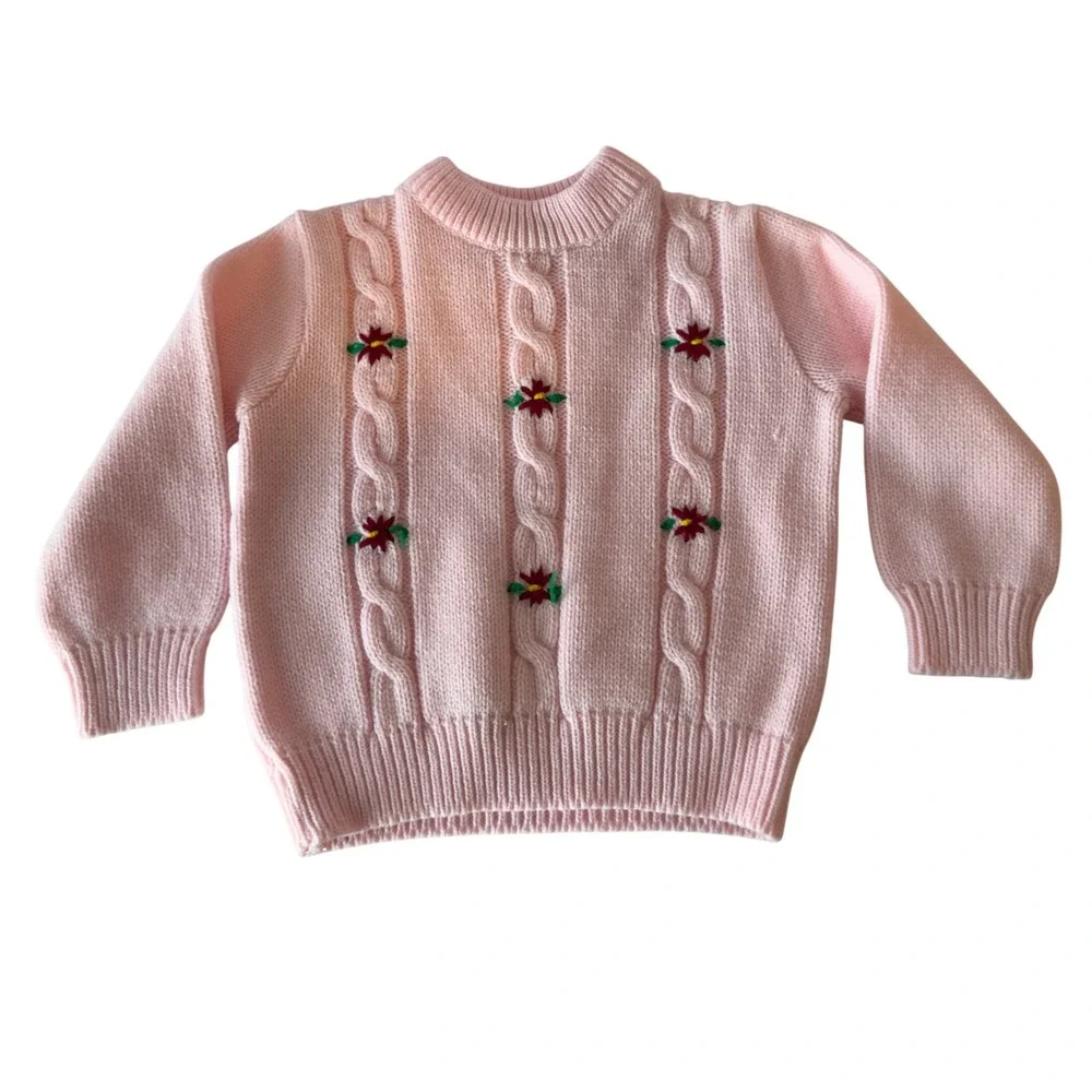 Vintage 60s 70s Merry Mites Young World Baby Girl Knit Sweater Size 18-24 Months